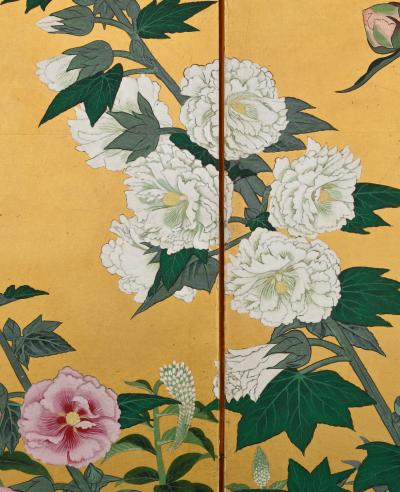 Early 20th Century Japanese Screen Flowers of the Four Seasons