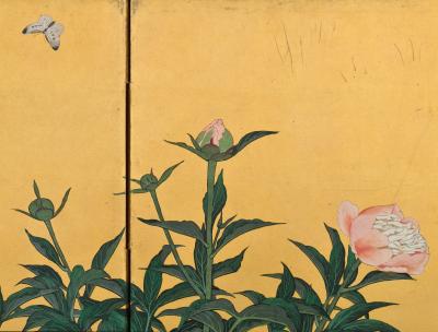 Early 20th Century Japanese Screen Flowers of the Four Seasons