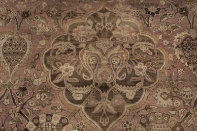 Early 20th Century Kirman Rug in Beige Blue Brown and Pink