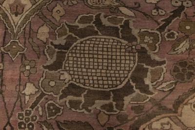 Early 20th Century Kirman Rug in Beige Blue Brown and Pink