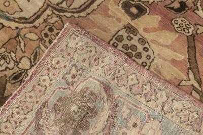 Early 20th Century Kirman Rug in Beige Blue Brown and Pink