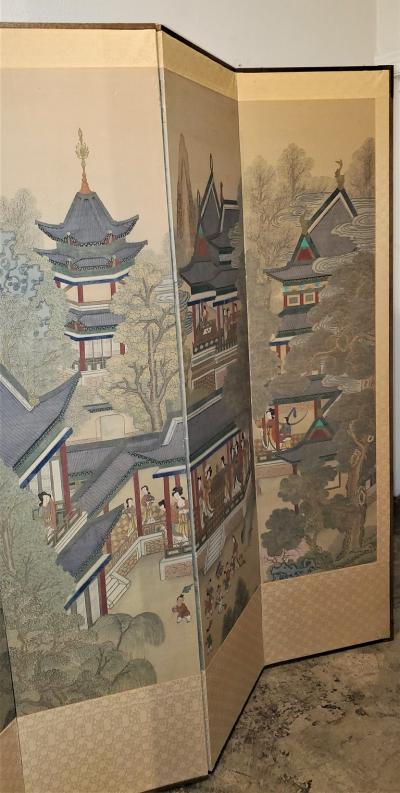 Early 20th Century Korean 8 Panel Hand Painted Screen
