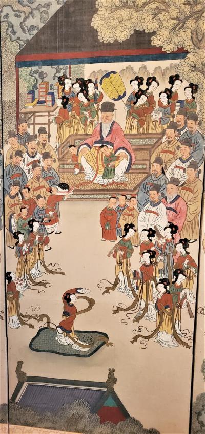 Early 20th Century Korean 8 Panel Hand Painted Screen