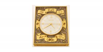 Early 20th Century Luxor Swiss Bronze Desk Table Clock with 8 Day Movement