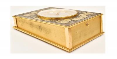 Early 20th Century Luxor Swiss Bronze Desk Table Clock with 8 Day Movement