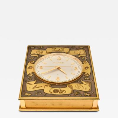Early 20th Century Luxor Swiss Bronze Desk Table Clock with 8 Day Movement