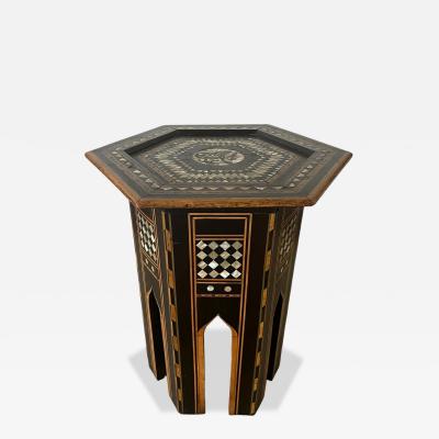 Early 20th Century Moroccan Inlaid Hexagonal Table