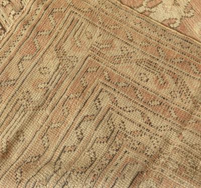 Early 20th Century Oushak Abstract Brown Handmade Wool Rug