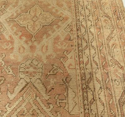 Early 20th Century Oushak Abstract Brown Handmade Wool Rug