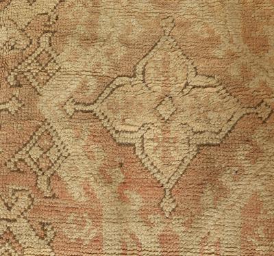 Early 20th Century Oushak Abstract Brown Handmade Wool Rug