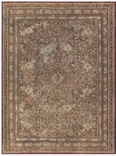 Early 20th Century Oushak Pale Rust Handmade Wool Rug