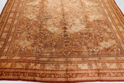 Early 20th Century Oushak Pale Rust Handmade Wool Rug