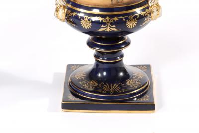 Early 20th Century Pair Porcelain Urns Campana Shaped Vases