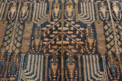 Early 20th Century Persian Bakhtiari Handmade Wool Rug in Blue Red Camel
