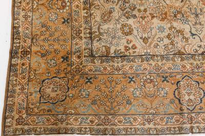 Early 20th Century Persian Kirman Botanic Handmade Wool Carpet