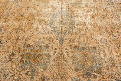 Early 20th Century Persian Kirman Botanic Handmade Wool Carpet