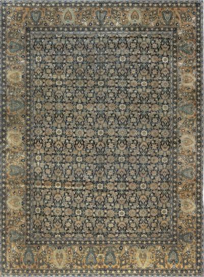 Early 20th Century Persian Kirman Botanic Handwoven Wool Rug