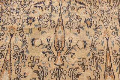 Early 20th Century Persian Meshad Beige and Teal Handwoven Wool Rug