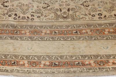 Early 20th Century Persian Meshad Camel Brown Orange Handwoven Wool Rug