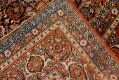 Early 20th Century Persian Meshad Rug in Burgundy Blue and Beige