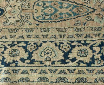 Early 20th Century Persian Meshad Warm Beige Background Hand Knotted Wool Rug