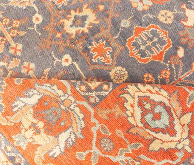 Early 20th Century Persian Sultanabad Blue Botanic Handmade Wool Rug
