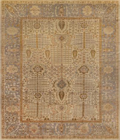 Early 20th Century Persian Sultanabad Brown Beige Taupe Handwoven Wool Rug