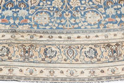 Early 20th Century Persian Tabriz Blue Brown Handmade Wool Carpet