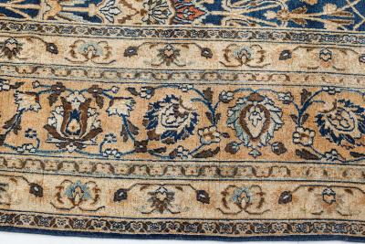Early 20th Century Persian Tabriz Blue Brown Handmade Wool Carpet