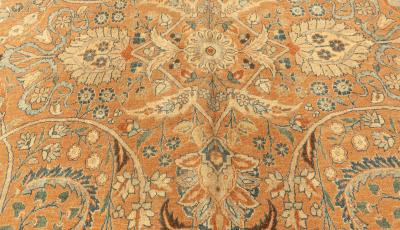 Early 20th Century Persian Tabriz Handmade Wool Rug in Rust and Midnight Blue