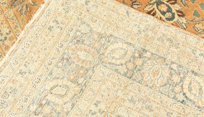 Early 20th Century Persian Tabriz Handmade Wool Rug in Rust and Midnight Blue