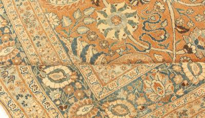 Early 20th Century Persian Tabriz Handmade Wool Rug in Rust and Midnight Blue