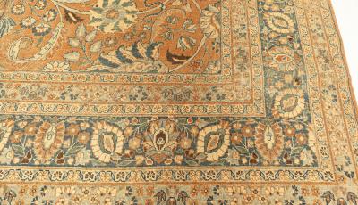 Early 20th Century Persian Tabriz Handmade Wool Rug in Rust and Midnight Blue