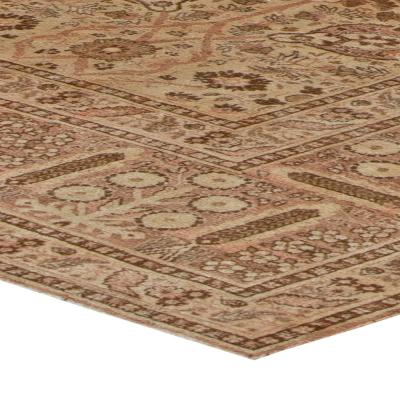 Early 20th Century Persian Tabriz Handwoven Wool Rug in Caramel Salmon Shades