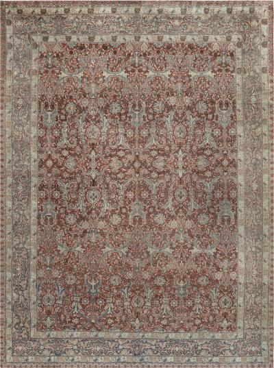 Early 20th Century Persian Tabriz Red Handmade Wool Rug