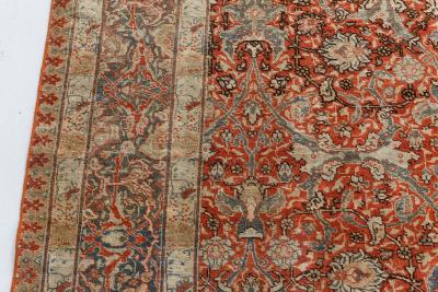 Early 20th Century Persian Tabriz Red Handmade Wool Rug