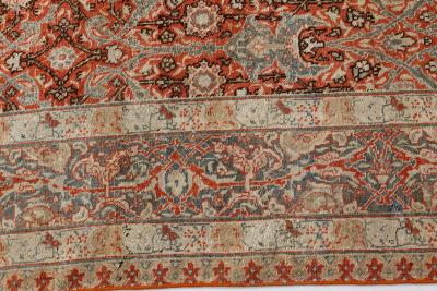 Early 20th Century Persian Tabriz Red Handmade Wool Rug
