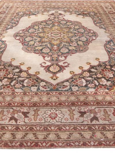Early 20th Century Persian Tabriz Yellow Red Blue and White Handwoven Wool Rug