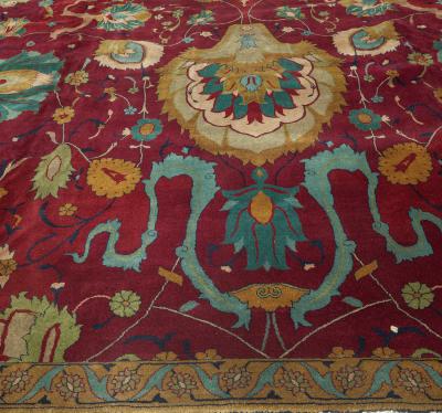 Early 20th Century Purple Background Floral Indian Handmade Wool Rug
