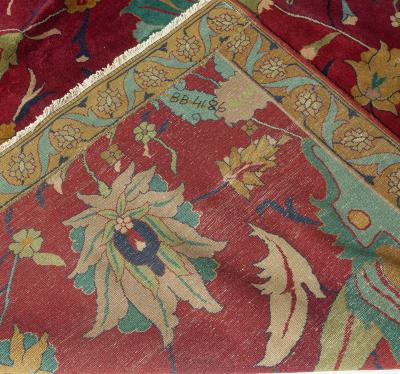 Early 20th Century Purple Background Floral Indian Handmade Wool Rug