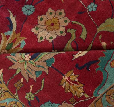 Early 20th Century Purple Background Floral Indian Handmade Wool Rug