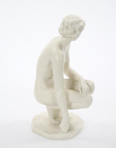 Early 20th Century Rosenthal Porcelain The Crouching Woman by Fritz Klimsch