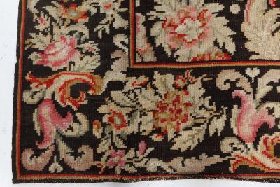 Early 20th Century Russian Bessarabian Floral Handmade Wool Rug