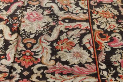 Early 20th Century Russian Bessarabian Floral Handmade Wool Rug