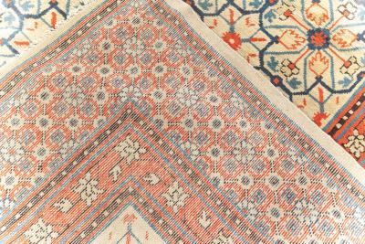 Early 20th Century Samarkand Khotan Handmade Rug in Red Beige and Blue