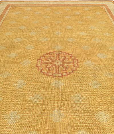 Early 20th Century Samarkand Khotan Yellow Handmade Wool Rug
