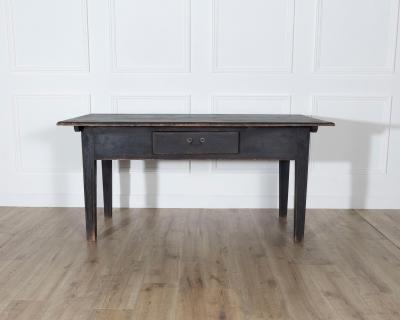 Early 20th Century Swedish Country Pine Kitchen Table in Black