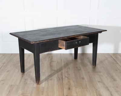 Early 20th Century Swedish Country Pine Kitchen Table in Black