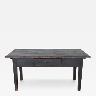 Early 20th Century Swedish Country Pine Kitchen Table in Black
