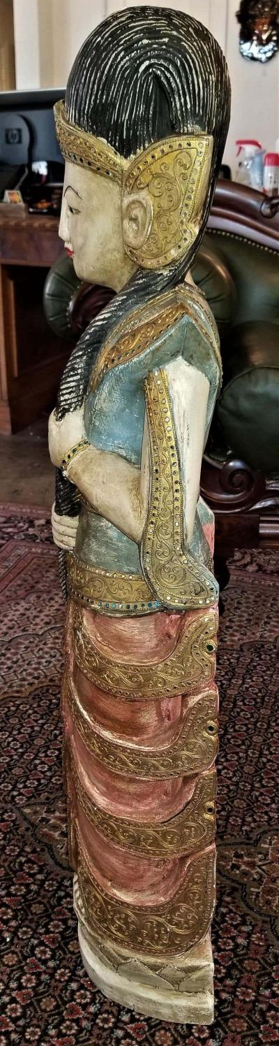 Early 20th Century Thai Goddess Polychrome Statue